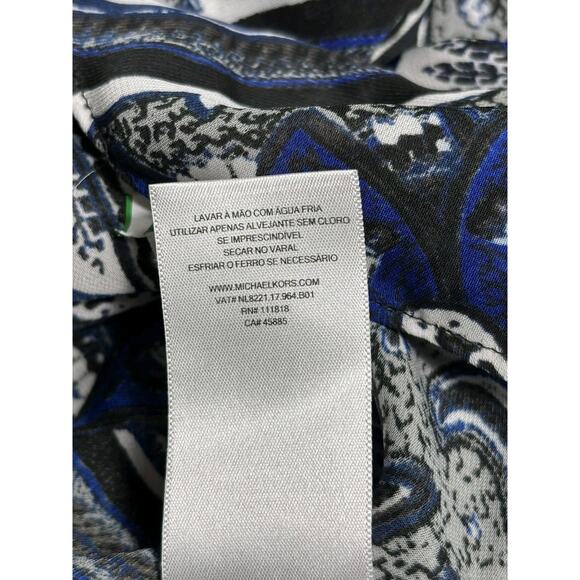 Michael Kors Blouse Paisley Kaftan Floaty Womens Size S/M Blue & White Top - Picture 5 of 9